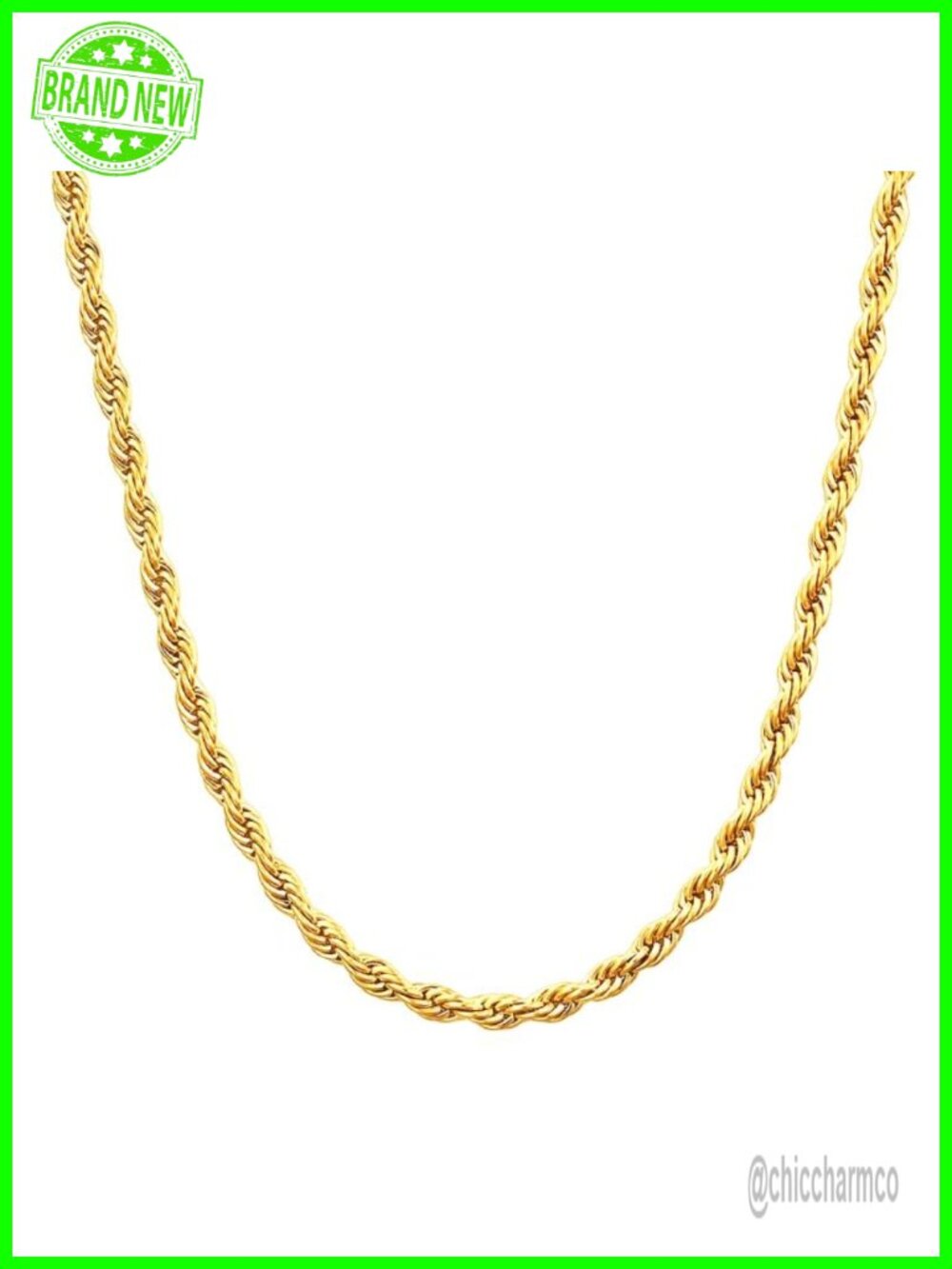 14K Solid Yellow Gold Twisted Rope Chain Necklace Unisex 2mm 20in